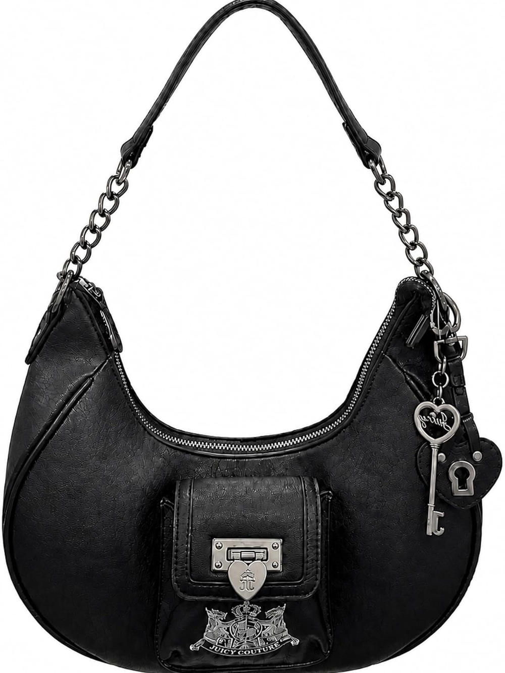 Juicy Couture Black Crescent Hobo Bag with Charm Detail